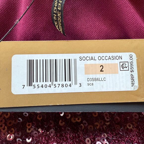 NWT Donna Karan NY Social Occasion Asymmetric Sequined Gown in Scarlet Size 2 - Picture 10 of 13